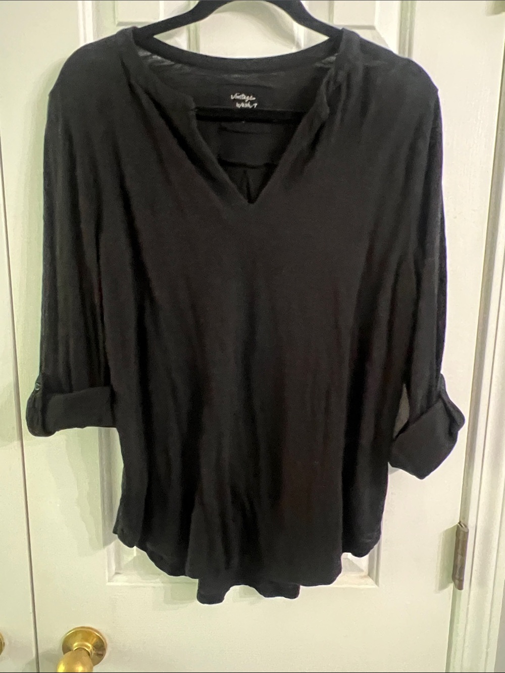 LOFT Black Long-Sleeve V-Neck Top